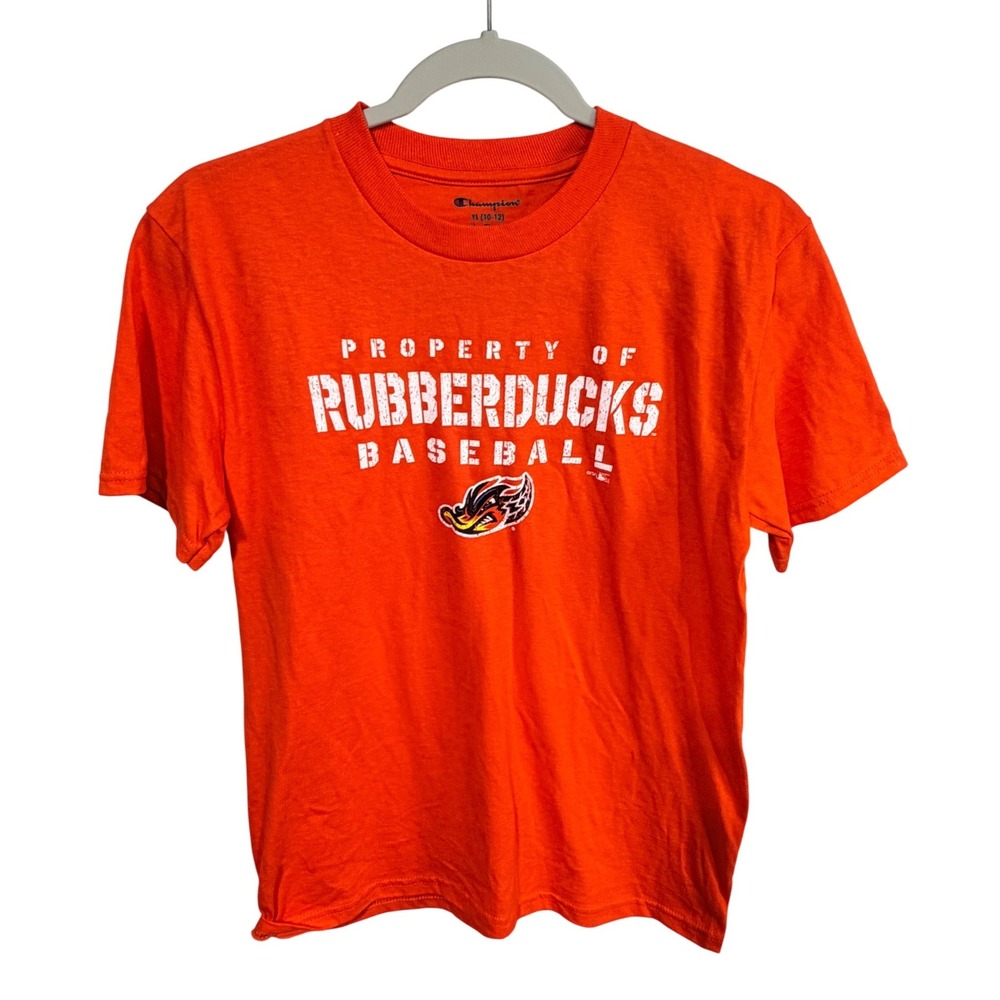 Champion T-Shirt Property of Akron RubberDucks Baseball Kids L Youth 10-12 New